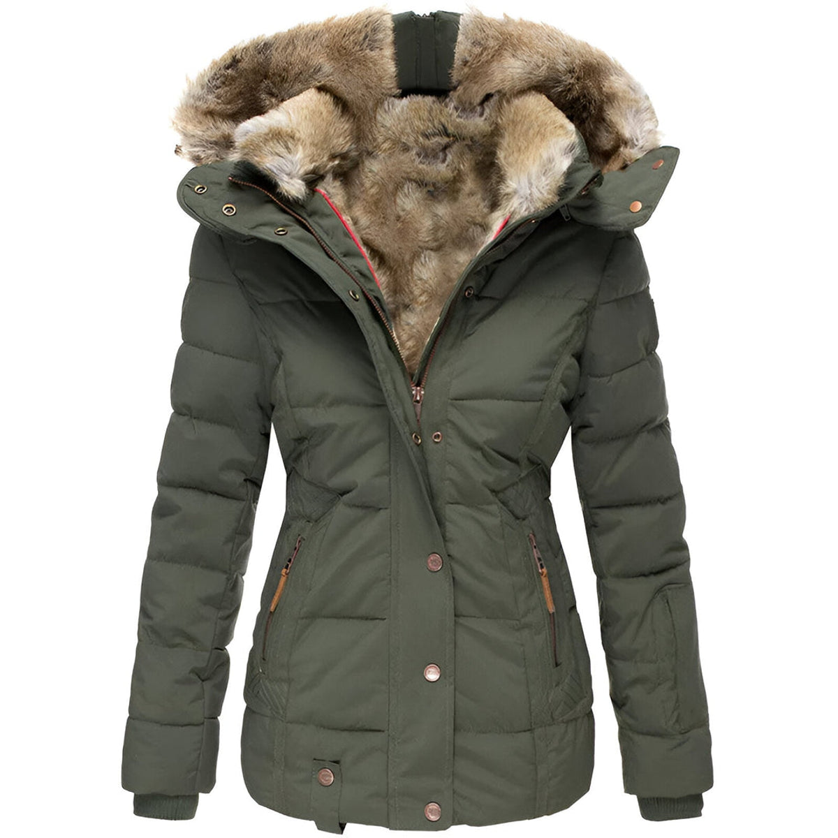 Women's Puffer Jacket Hooded Slim Fit Black Winter Coat 2