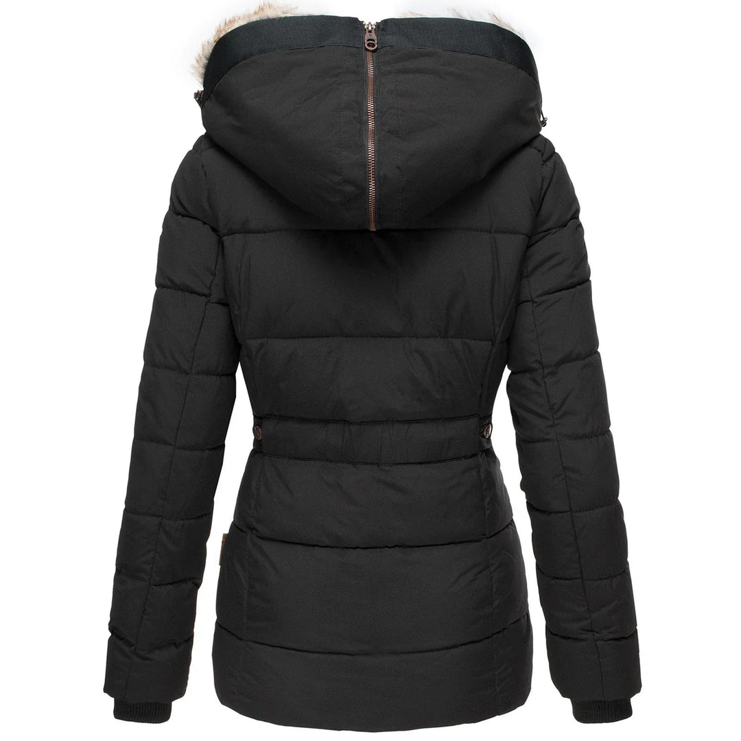 Women's Puffer Jacket Hooded Slim Fit Black Winter Coat 6
