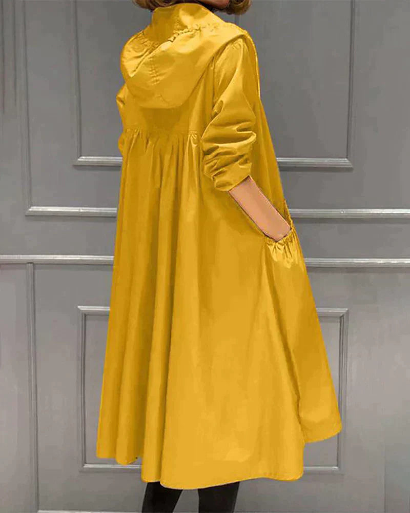 Women's Raincoat Long Waterproof Jacket with Hood Stylish Weatherproof Design 4