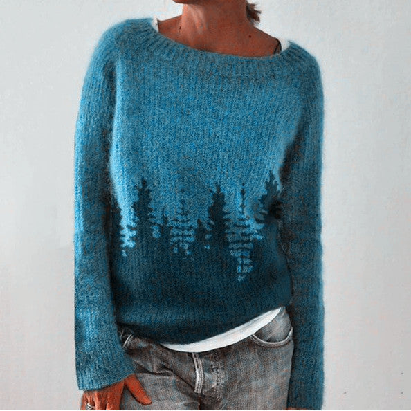 Women's Retro Sweater Ribbed Hem Vintage Chic All-Season Style 0