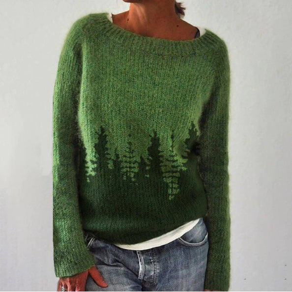 Women's Retro Sweater Ribbed Hem Vintage Chic All-Season Style 1