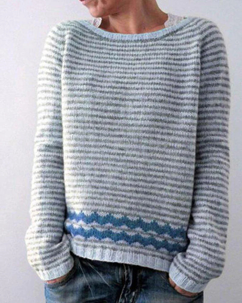 Women's Retro Sweater Ribbed Hem Vintage Chic All-Season Style 5