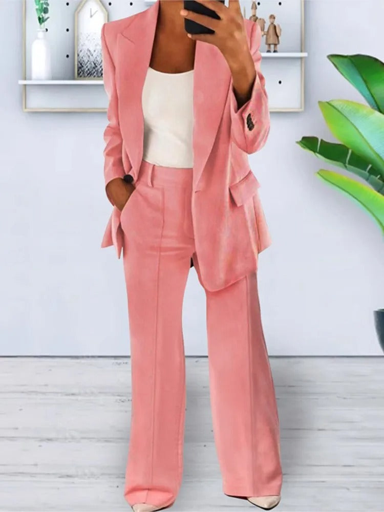 Women's Suit Elegant Blazer Set with Wide Leg Pants Timeless Style 5