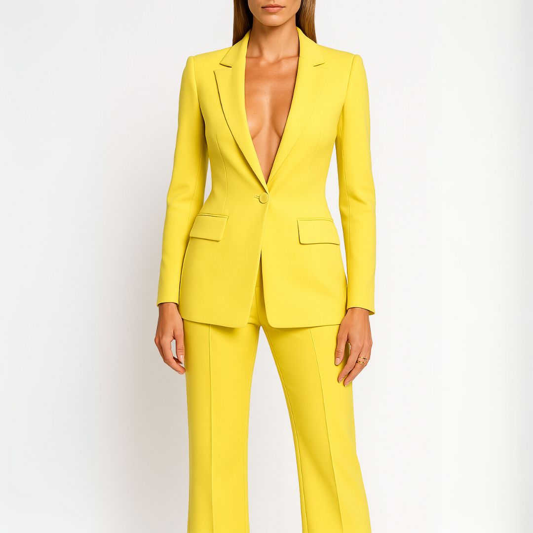 Women's Suit Set Tailored Long Blazer and Trousers Chic Formal Pant Suits for Women 4