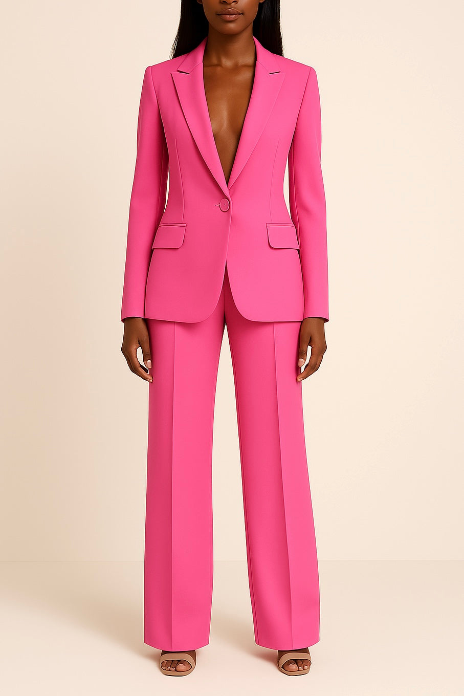 Women's Suit Set Tailored Long Blazer and Trousers for Formal Elegance 2