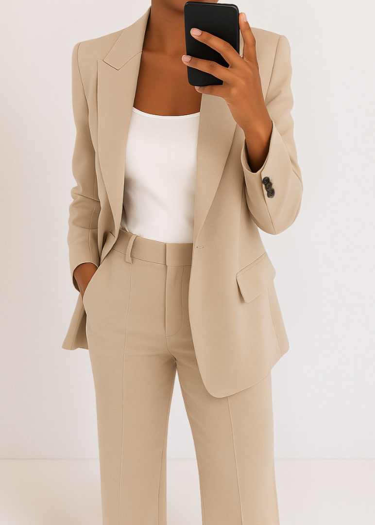 Women's Suit Tailored Two-Piece Pantsuit Set Blazer and Trousers 3
