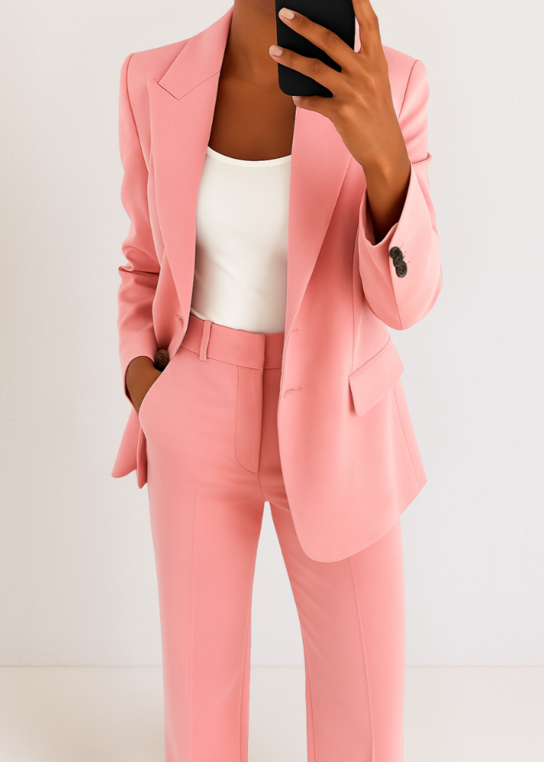 Women's Suit Tailored Two-Piece Pantsuit Set Blazer and Trousers 7