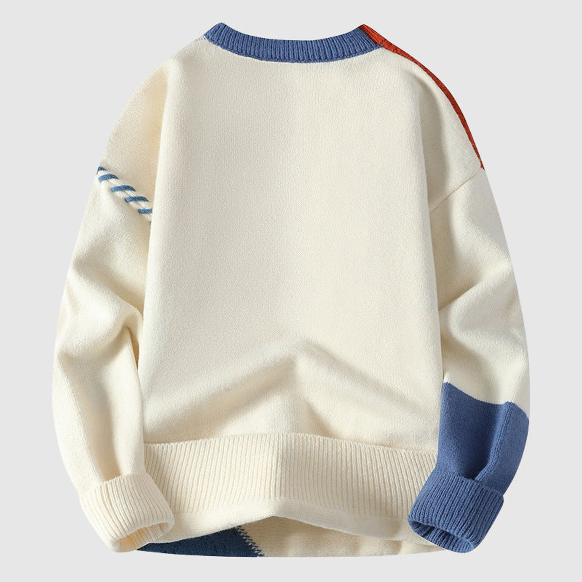 Women's Sweater Funky Patchwork Design O-Neck Cozy Winter Fashion 3