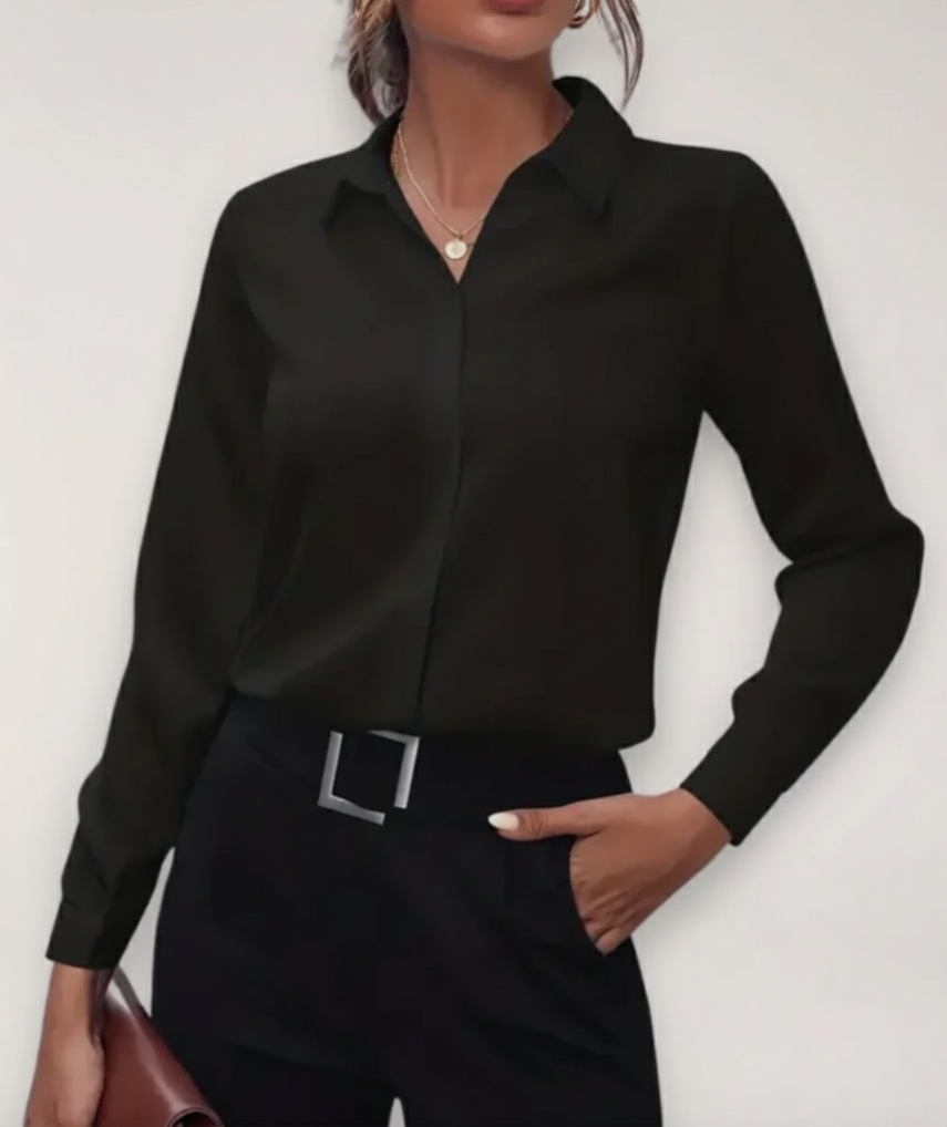 Women's Tailored Blouse Elegant Button-Up Shirt for Work Casual Chic 0