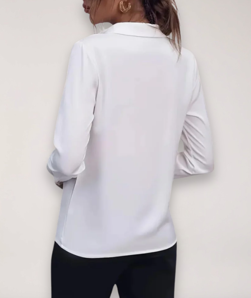 Women's Tailored Blouse Elegant Button-Up Shirt for Work Casual Chic 2
