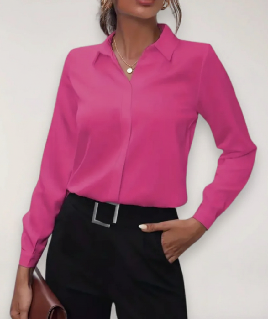 Women's Tailored Blouse Elegant Button-Up Shirt for Work Casual Chic 3