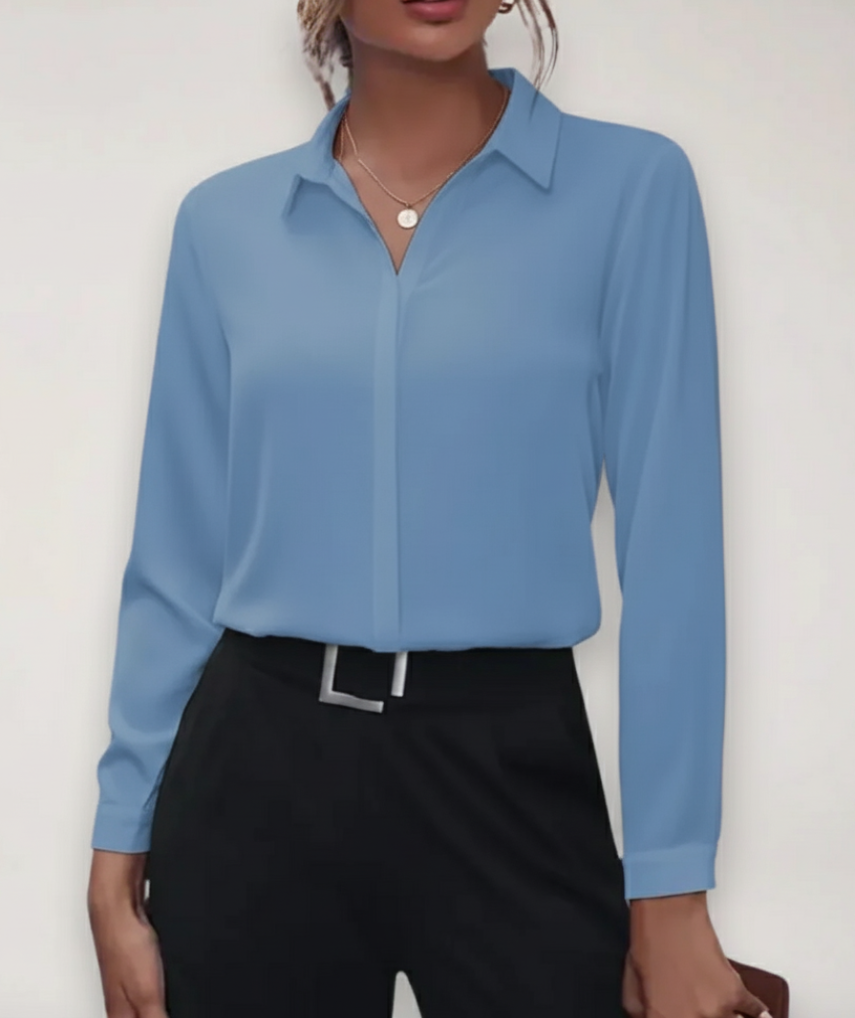 Women's Tailored Blouse Elegant Button-Up Shirt for Work Casual Chic 4