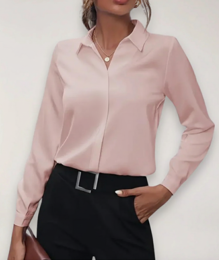 Women's Tailored Blouse Elegant Button-Up Shirt for Work Casual Chic 5