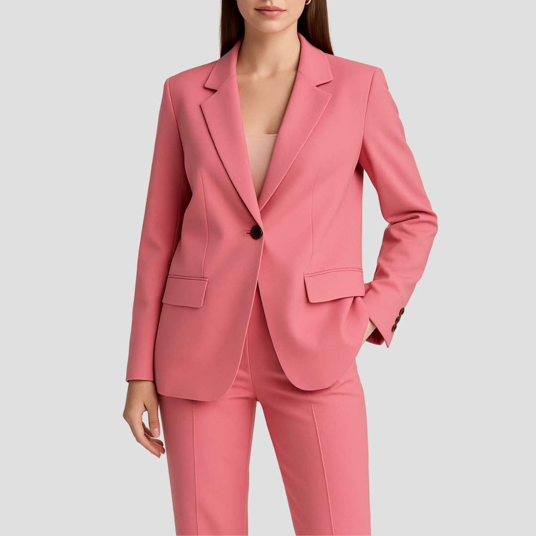 Women's Tailored Suit Set Long Blazer Elegant Professional Style 2