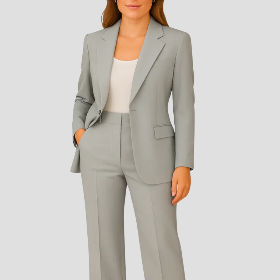 Women's Tailored Suit Set Long Blazer Elegant Professional Style 3