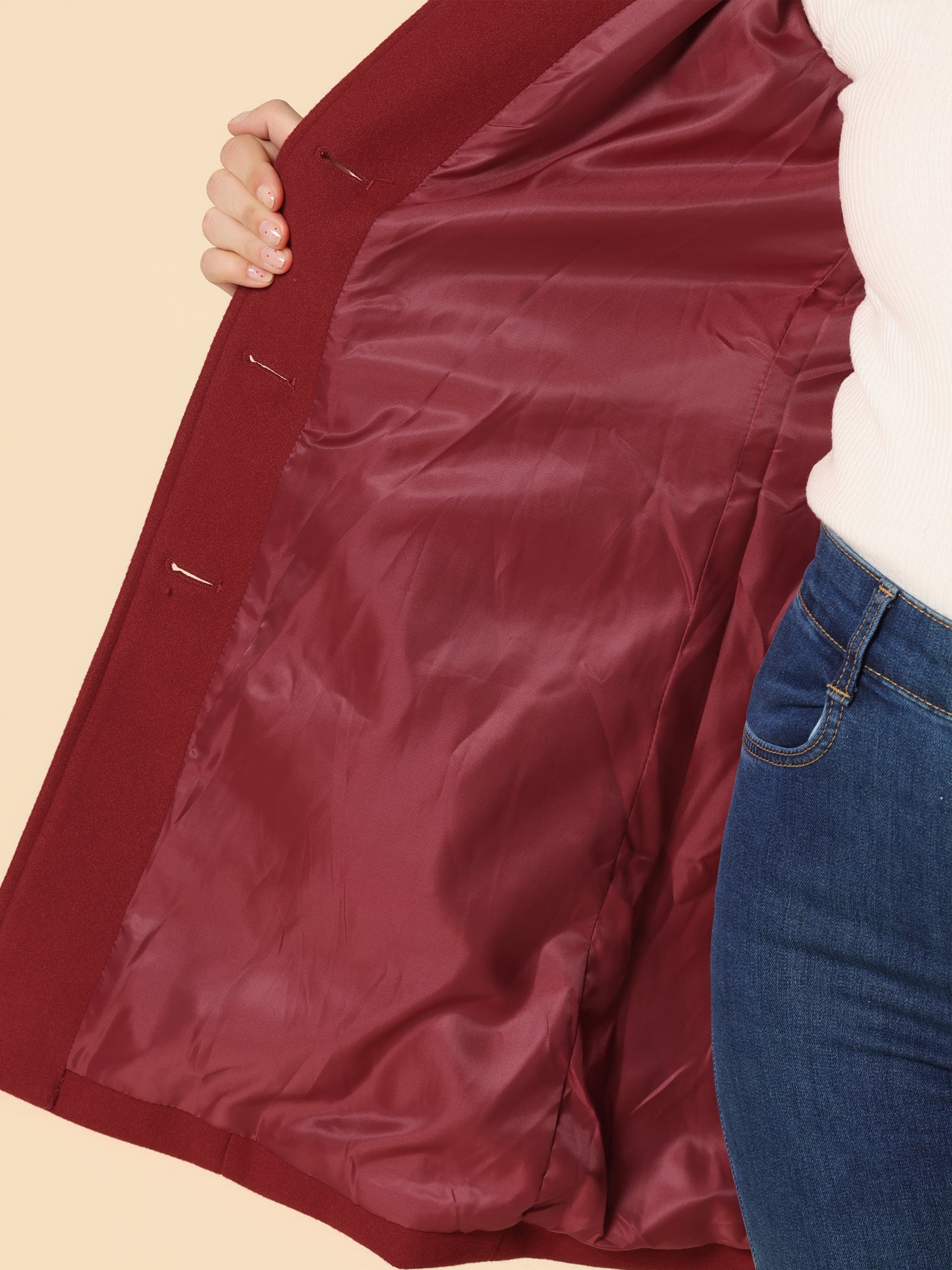 Women's Trench Coat Winter Fit and Flare Elegant Button-Front Design 7