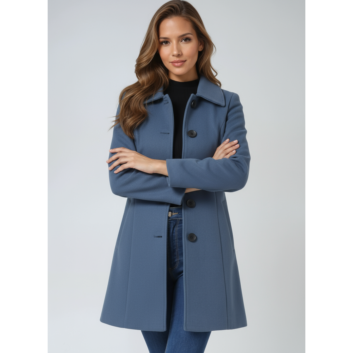 Women's Trench Coat Winter Fit and Flare Elegant Button-Front Design 8