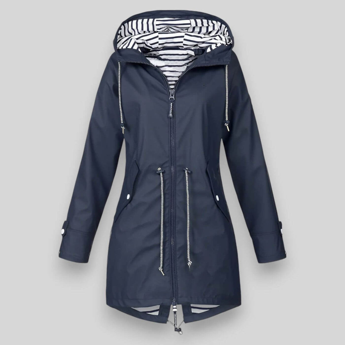 Women's Waterproof Rain Jacket Hooded Zip Adjustable Waist Casual Outerwear 0