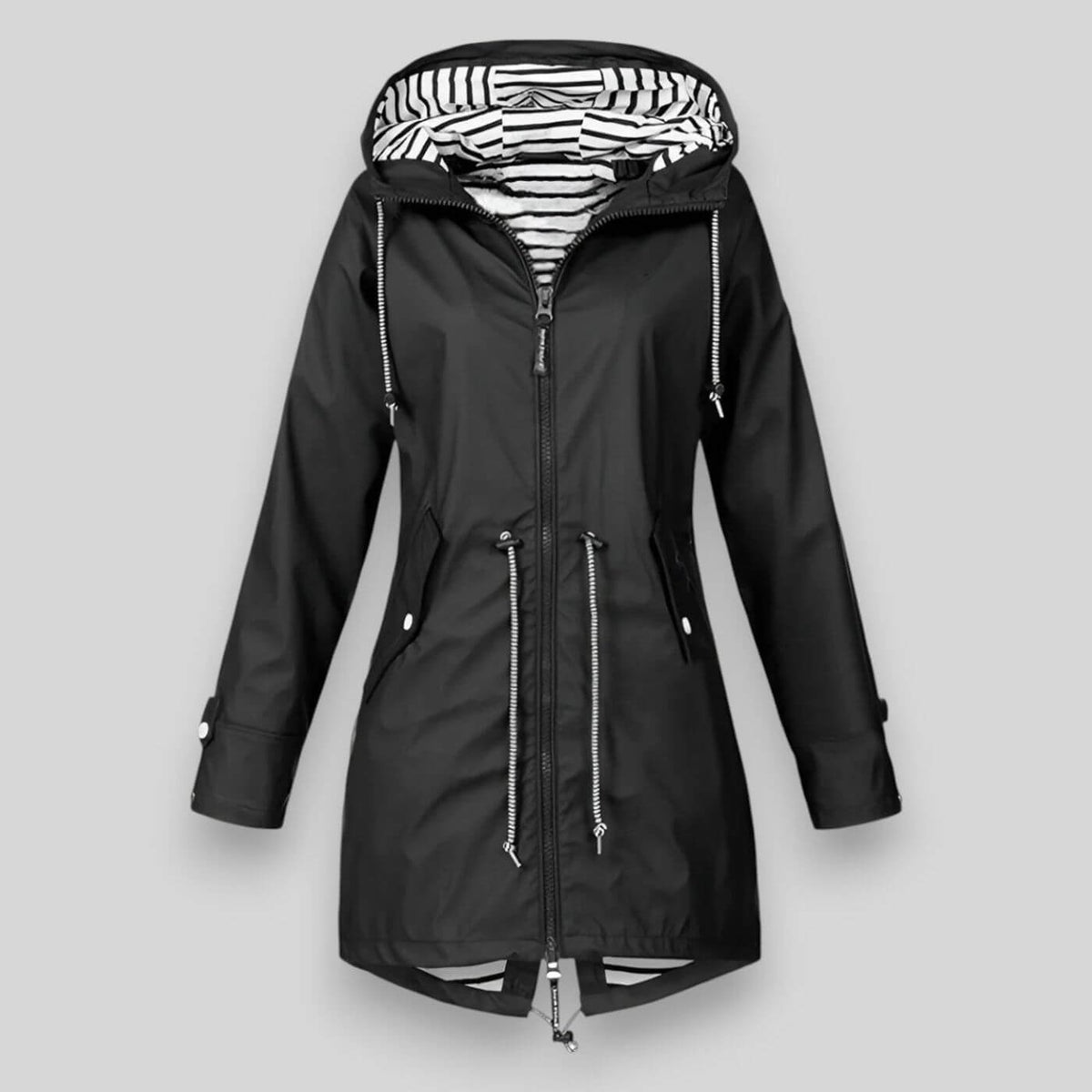 Women's Waterproof Rain Jacket Hooded Zip Adjustable Waist Casual Outerwear 5