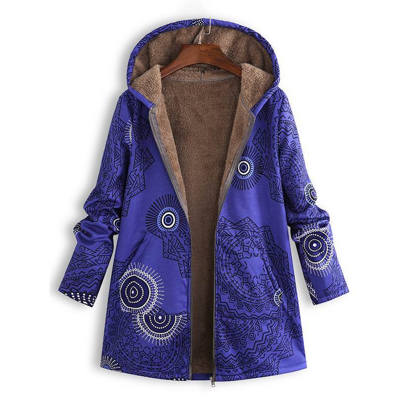 Women's Winter Floral Coat with Hood Elegant Design for Casual Chic 4
