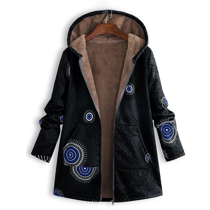 Women's Winter Floral Coat with Hood Elegant Design for Casual Chic 6
