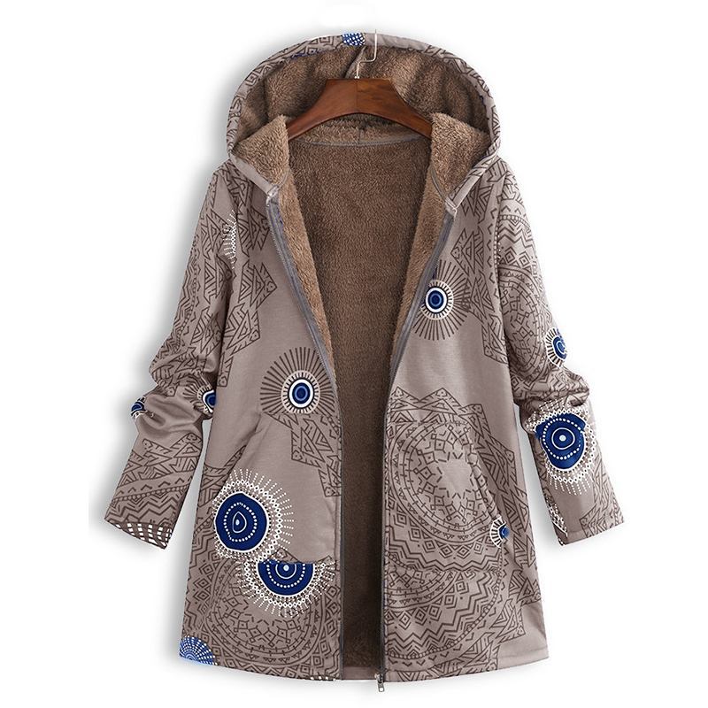 Women's Winter Floral Coat with Hood Elegant Design for Casual Chic 8