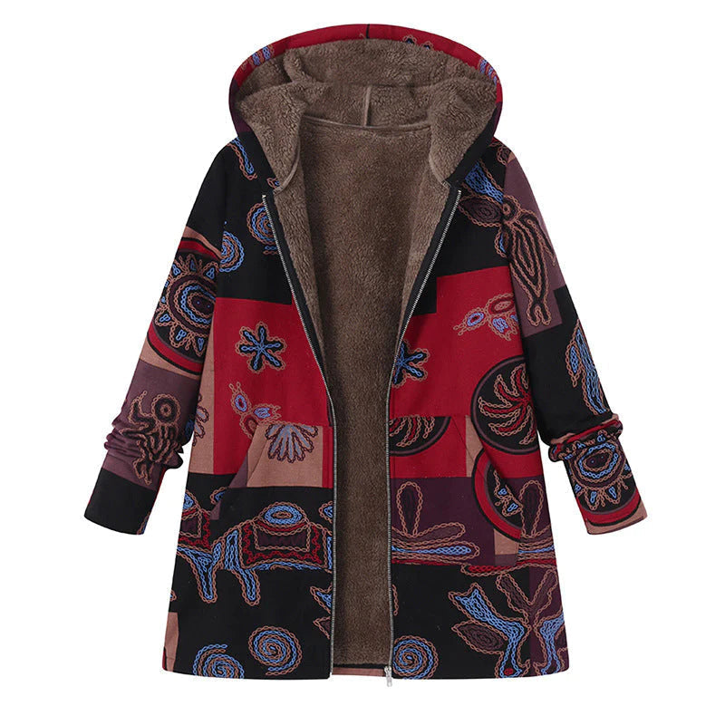 Women's Winter Floral Coat with Hood Elegant Design for Casual Chic 9