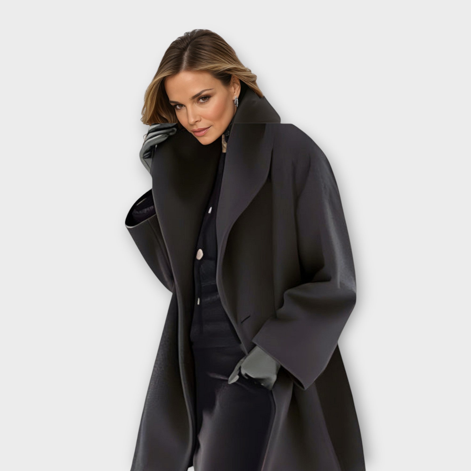 Wool Coat Women Elegant Long Design Windproof Warmth Casual 1