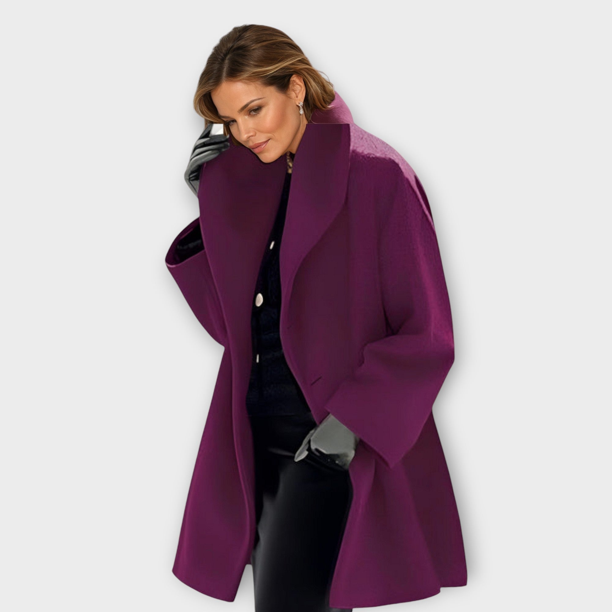 Wool Coat Women Elegant Long Design Windproof Warmth Casual 4