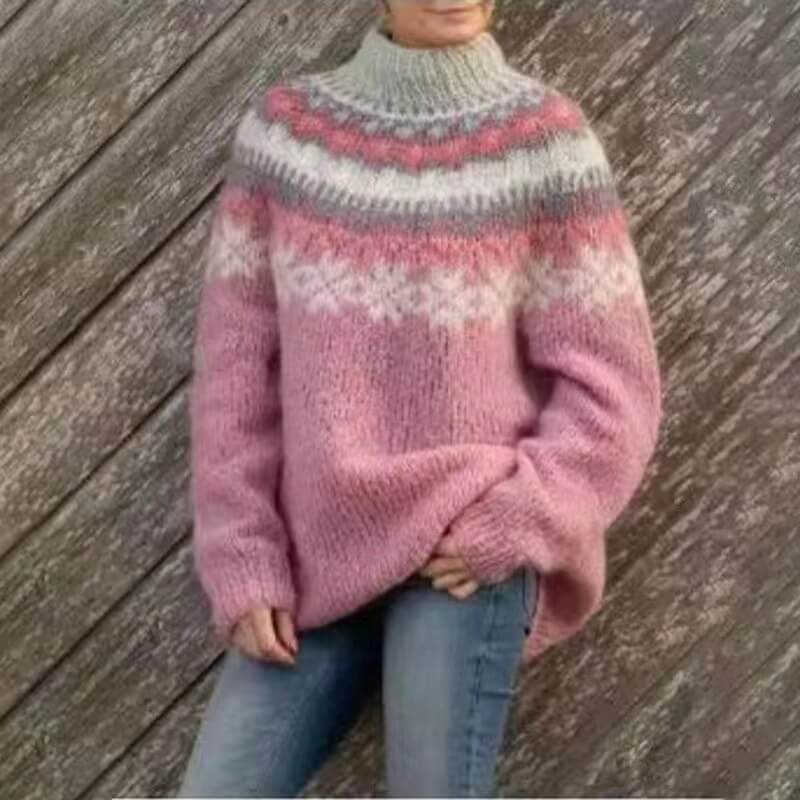 Wool Sweater Nordic Pattern Casual Fit Comfortable Warm Fabric