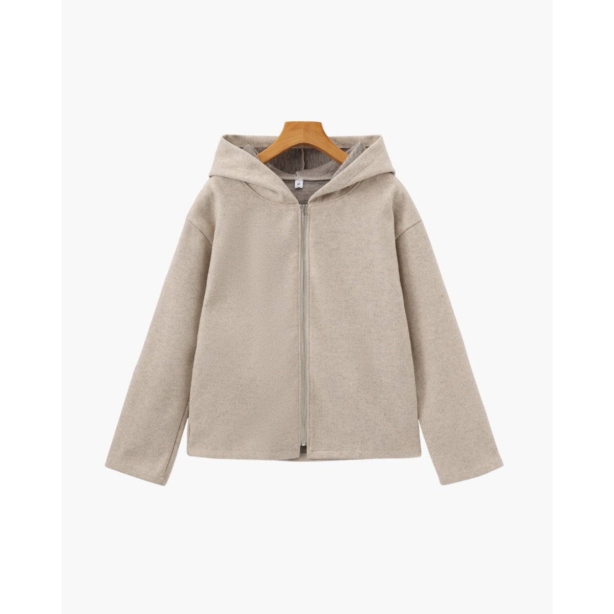 Wool Zip Coat Women Relaxed Fit Versatile Hooded Winter Jacket 1