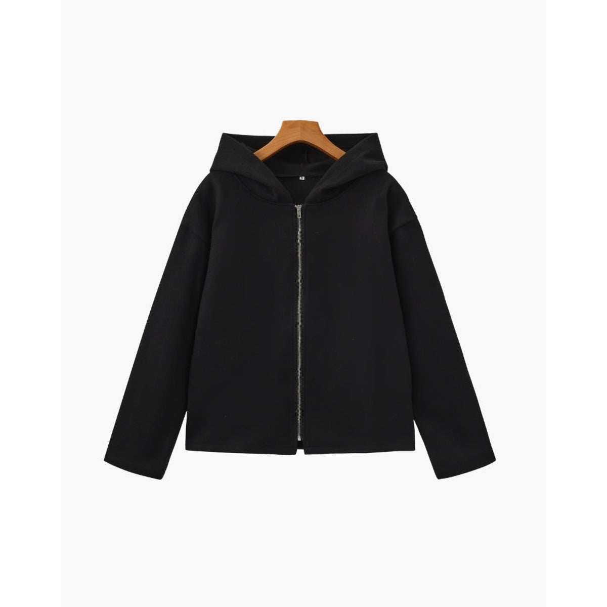 Wool Zip Coat Women Relaxed Fit Versatile Hooded Winter Jacket 9