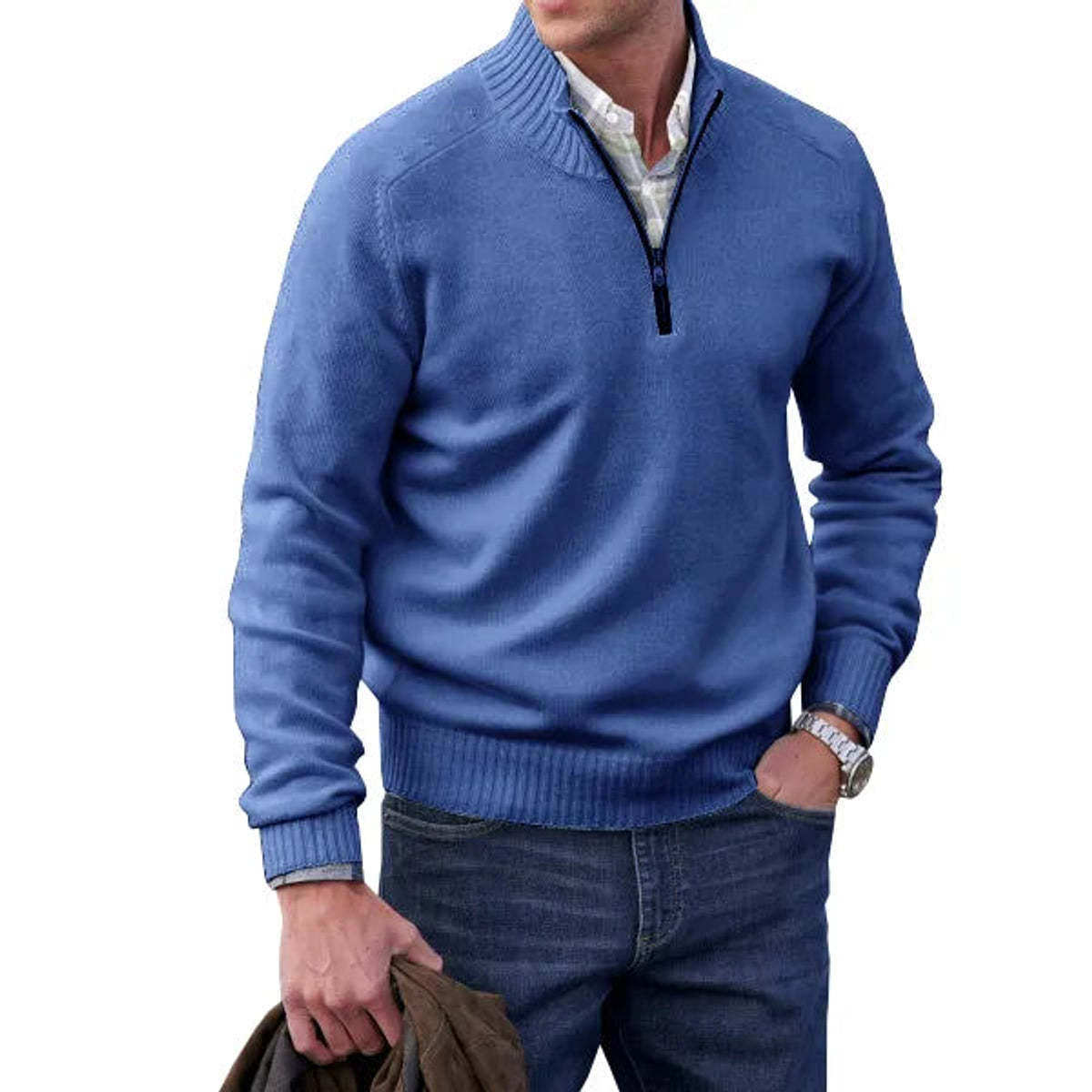 Zip-Up Cashmere Sweater Women Elegant Comfort Versatile Fit 6