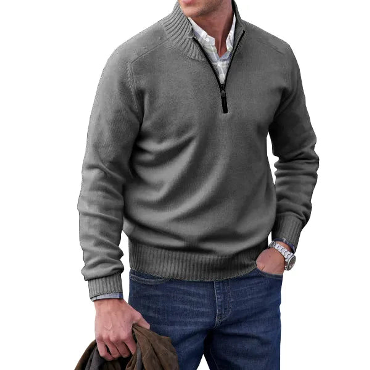 Zip-Up Cashmere Sweater Women Elegant Comfort Versatile Fit 7