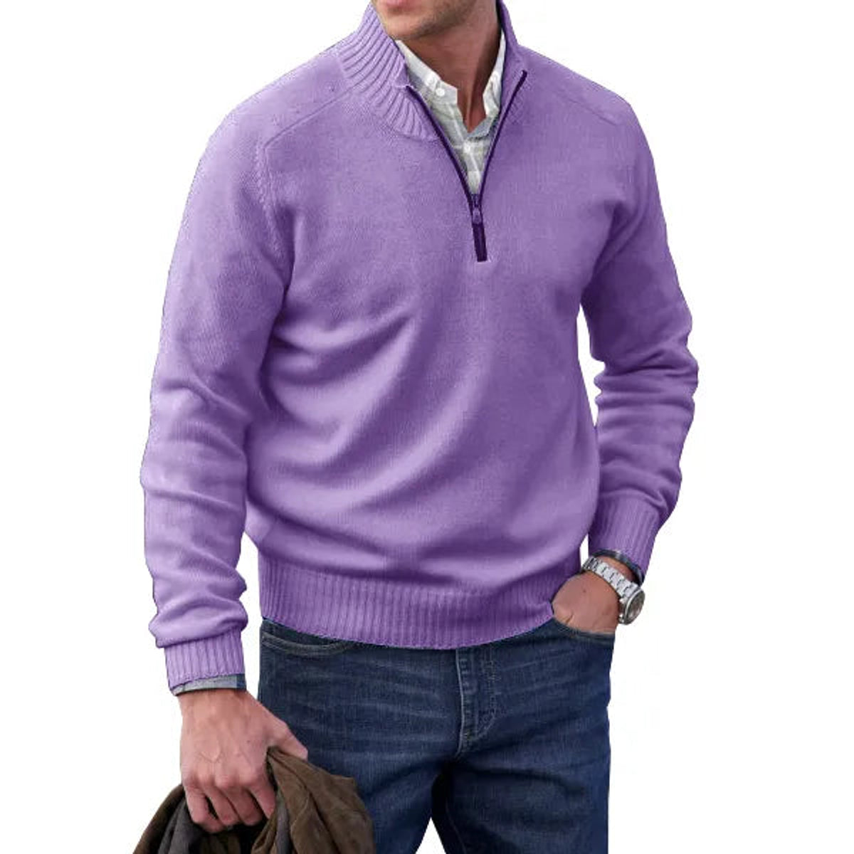 Zip-Up Cashmere Sweater Women Elegant Comfort Versatile Fit 9