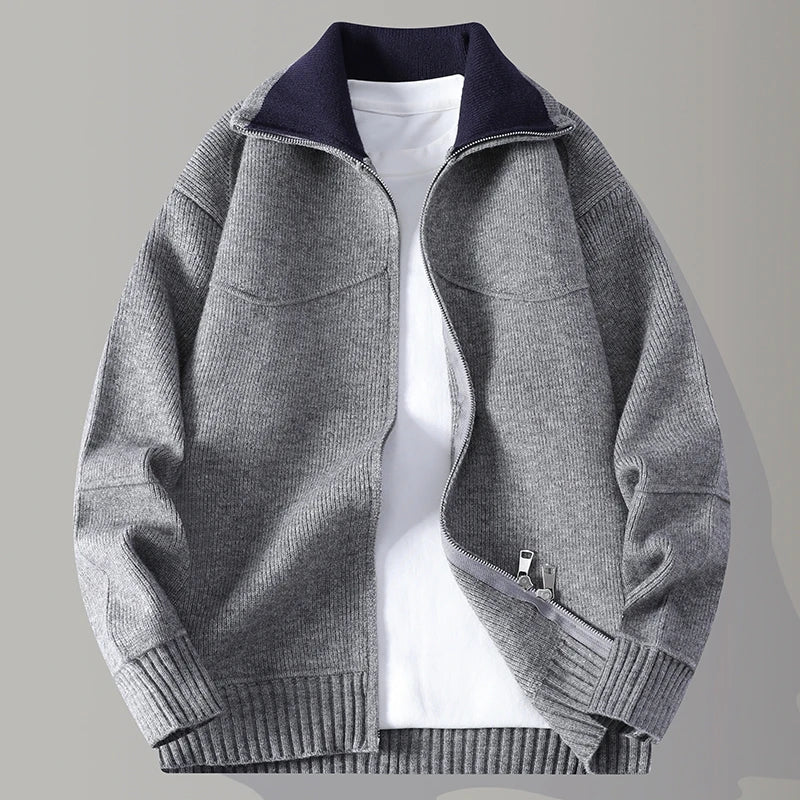 Zip Cardigan Sweater Men Soft Wool Everyday Layering Essential 1