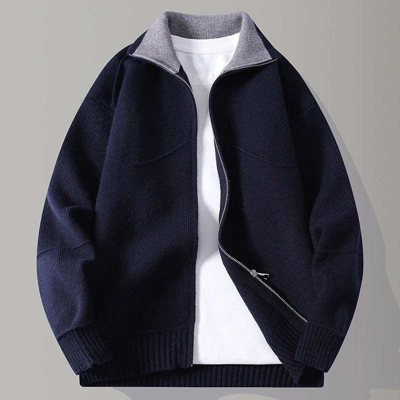 Zip Cardigan Sweater Men Soft Wool Everyday Layering Essential 2