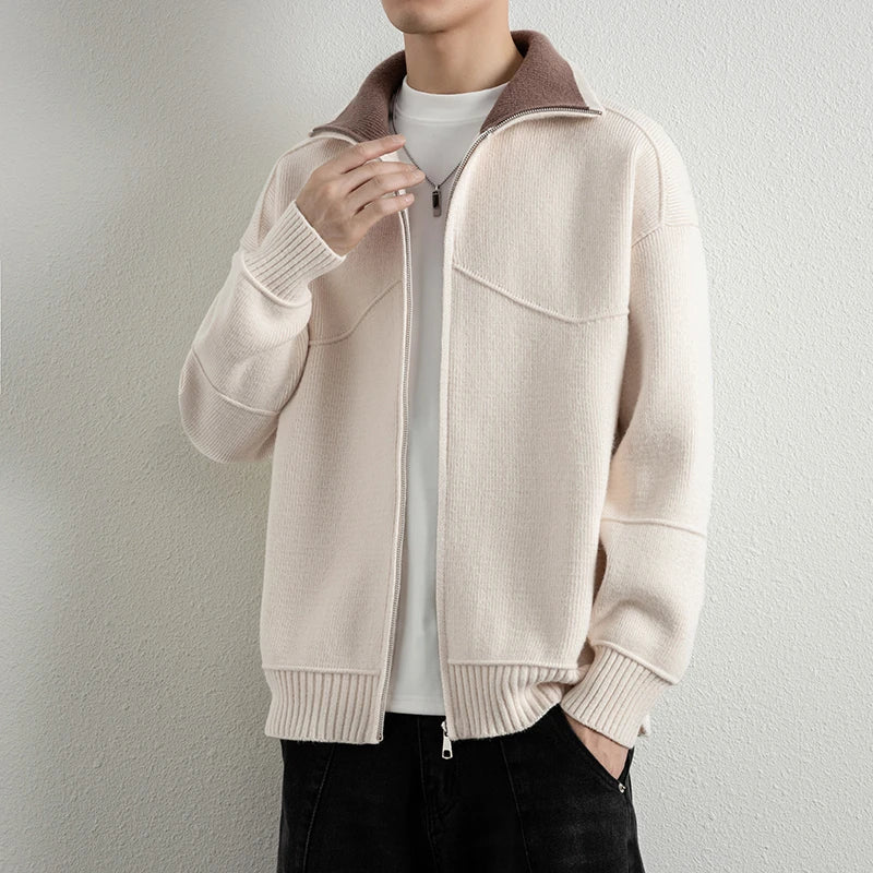 Zip Cardigan Sweater Men Soft Wool Everyday Layering Essential 4