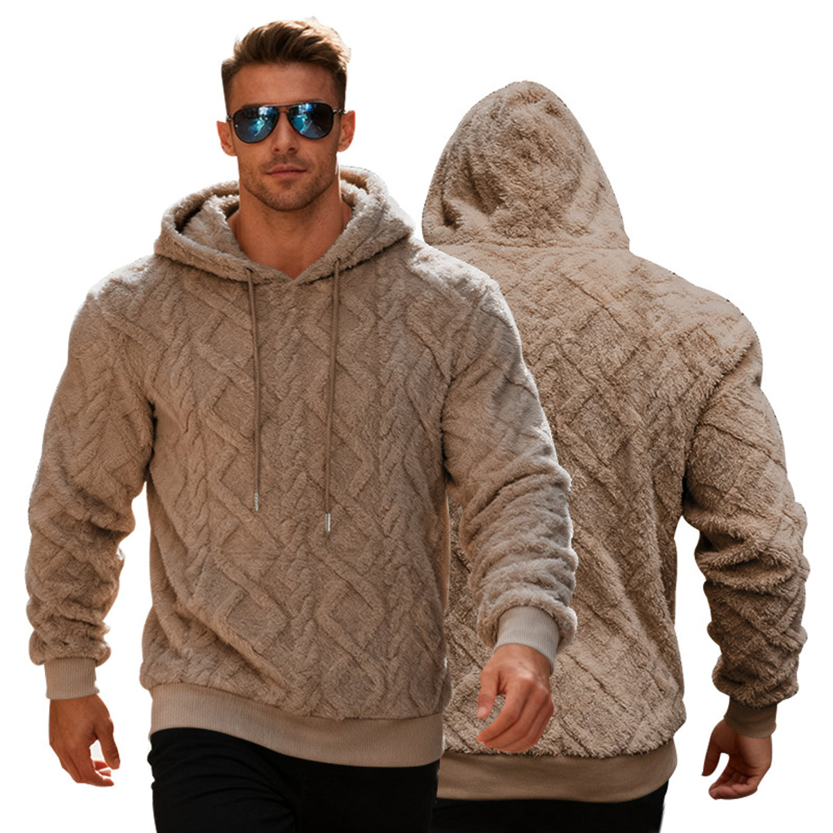 Hooded Jacket Men Double-Sided Velvet Casual Pullover Trend