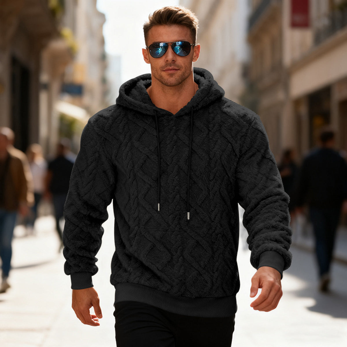 Hooded Jacket Men Double-Sided Velvet Casual Pullover Trend
