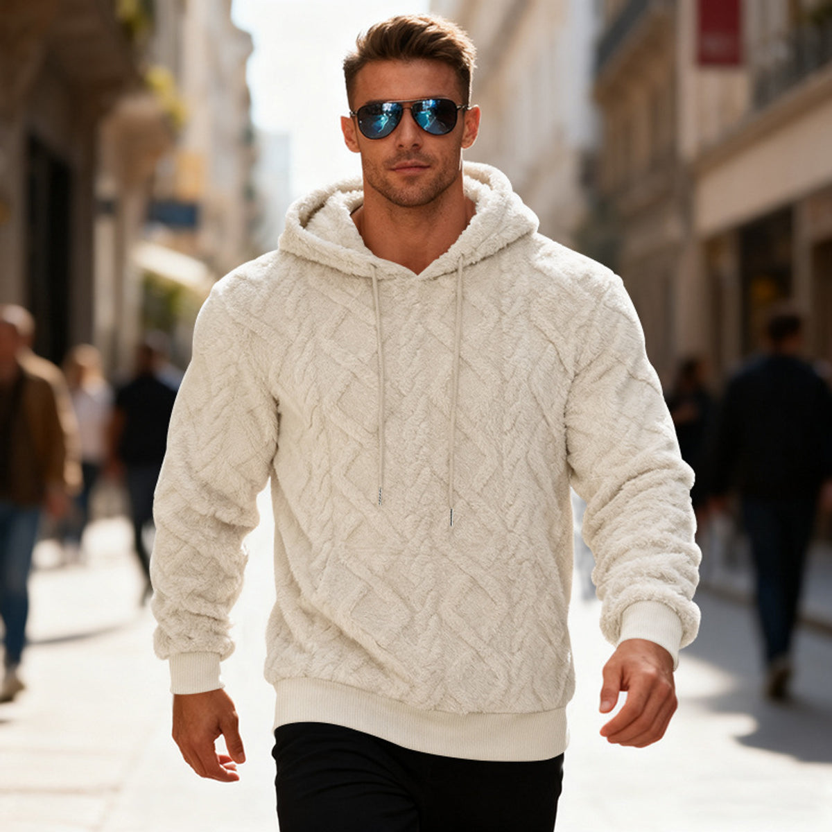 Hooded Jacket Men Double-Sided Velvet Casual Pullover Trend