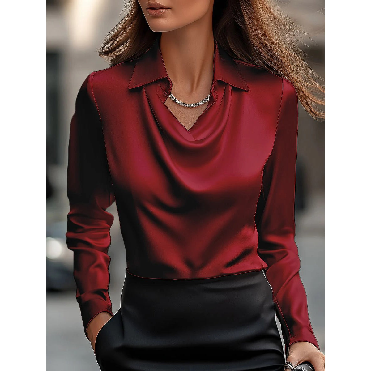 Sloane | Sophisticated Autumn Cowl Neck Blouse