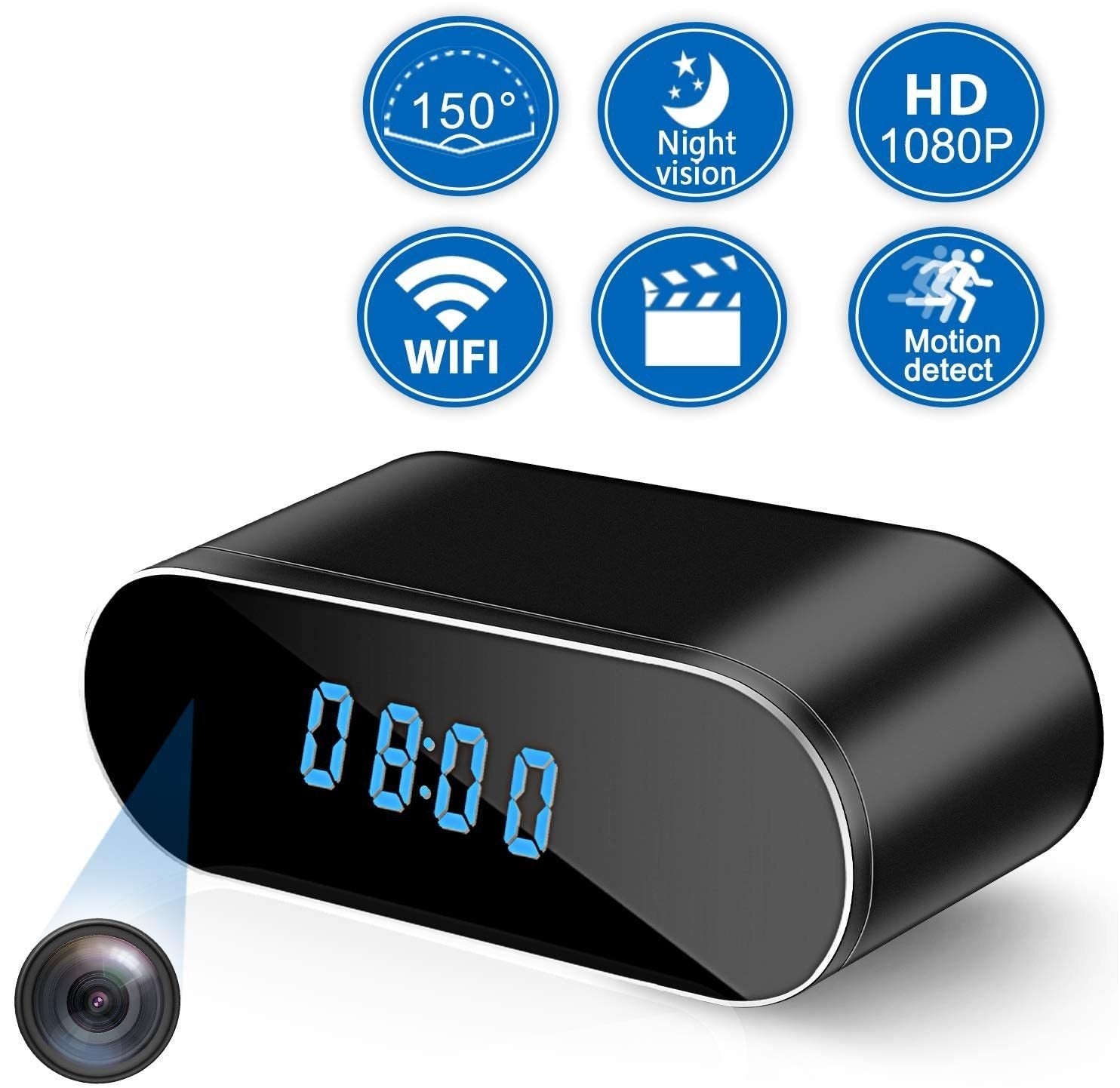 Hidden Alarm Clock Camera 1080p